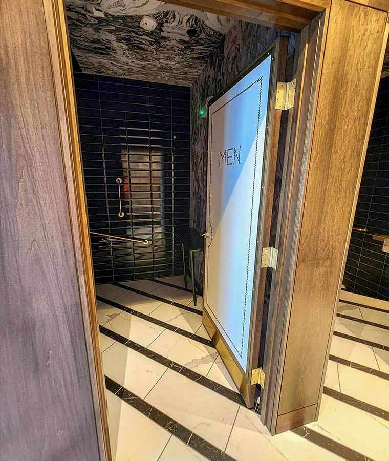 Ocean Prime Restaurant, Fort Lauderdale FL Woodworking around the men's restroom at Ocean Prime restaurant